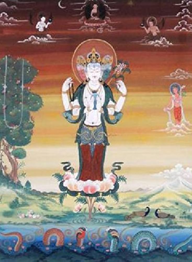 Amazon｜チベット仏画『観音菩薩 11354』真筆 チベット仏教 仏事